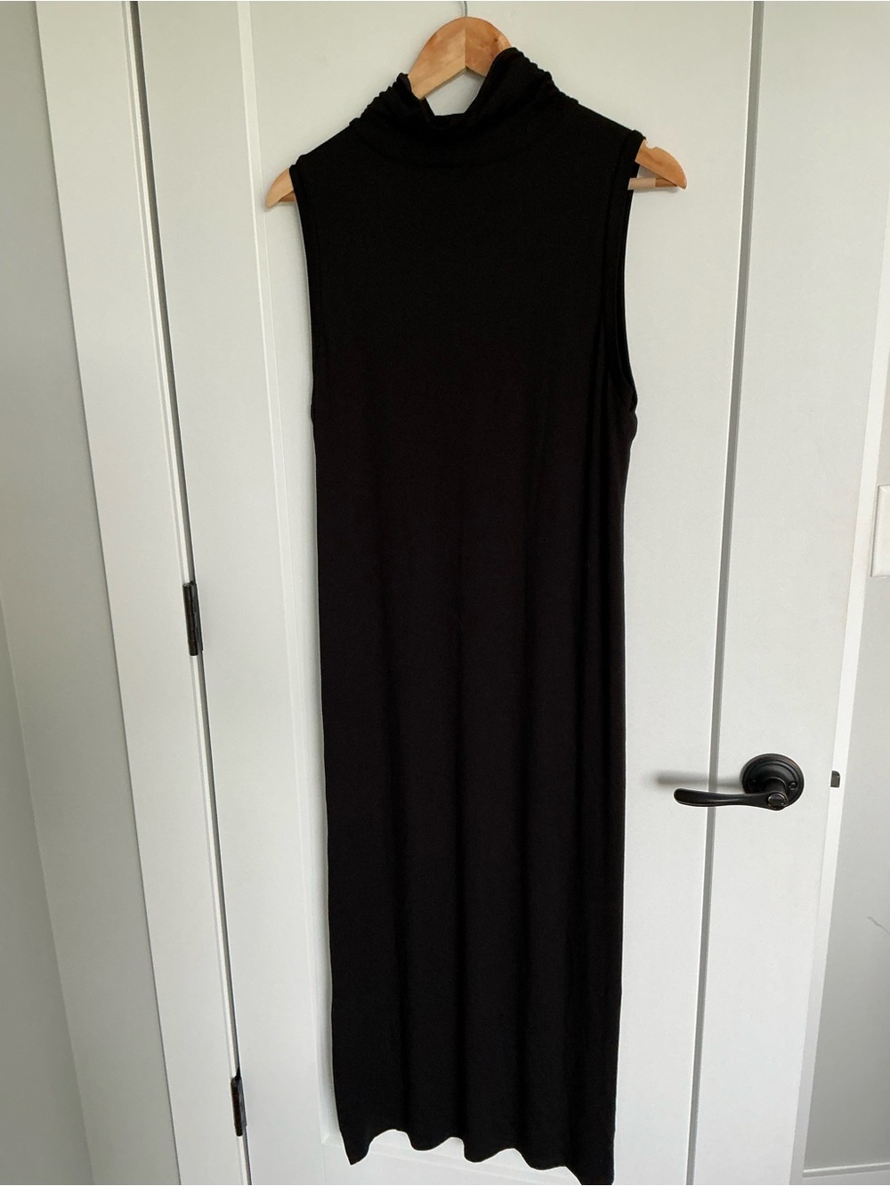 Sleeveless Black Turtleneck Maxi Dress